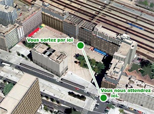 Plan du point de rendez-vous � la gare part-dieu